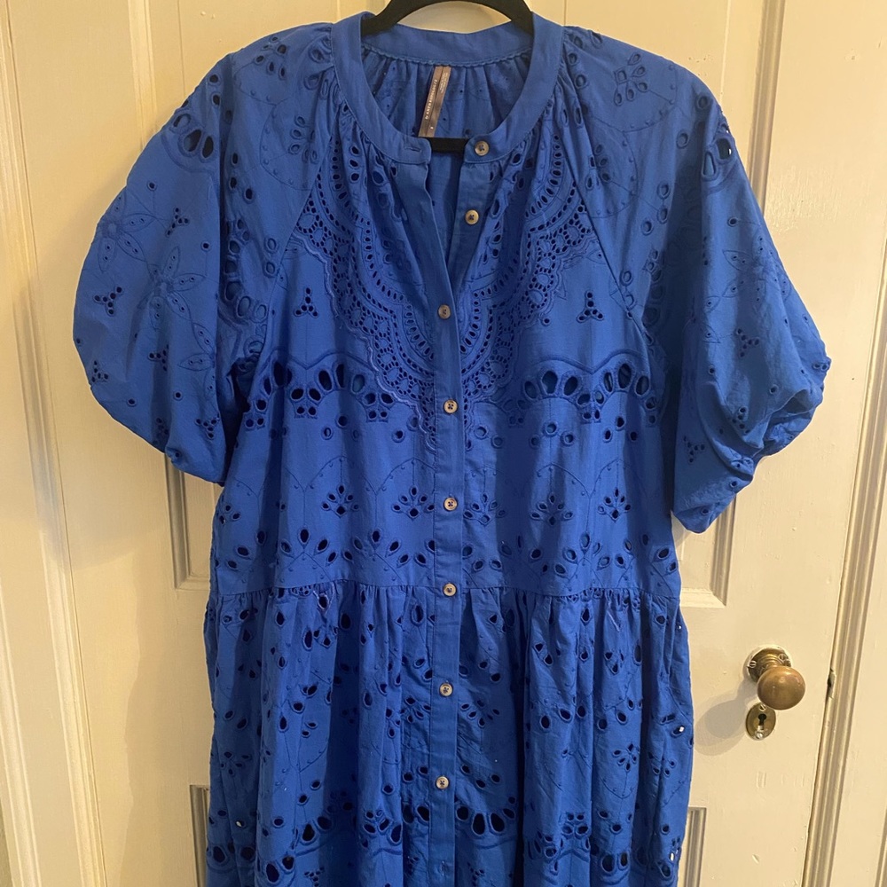 Anthropologie Indigo eyelet midi dress